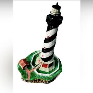 Hand Painted Miniature Lighthouse Cape Hatteras, NC Scaasis Originals 4.25” Tall